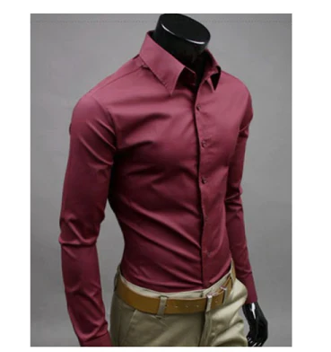 Levoire | Manches Longues Slim Fit Chemise À Boutons Chemises Pour Hommes Marron