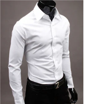 Levoire | Manches Longues Slim Fit Chemise À Boutons Chemises Pour Hommes Blanc