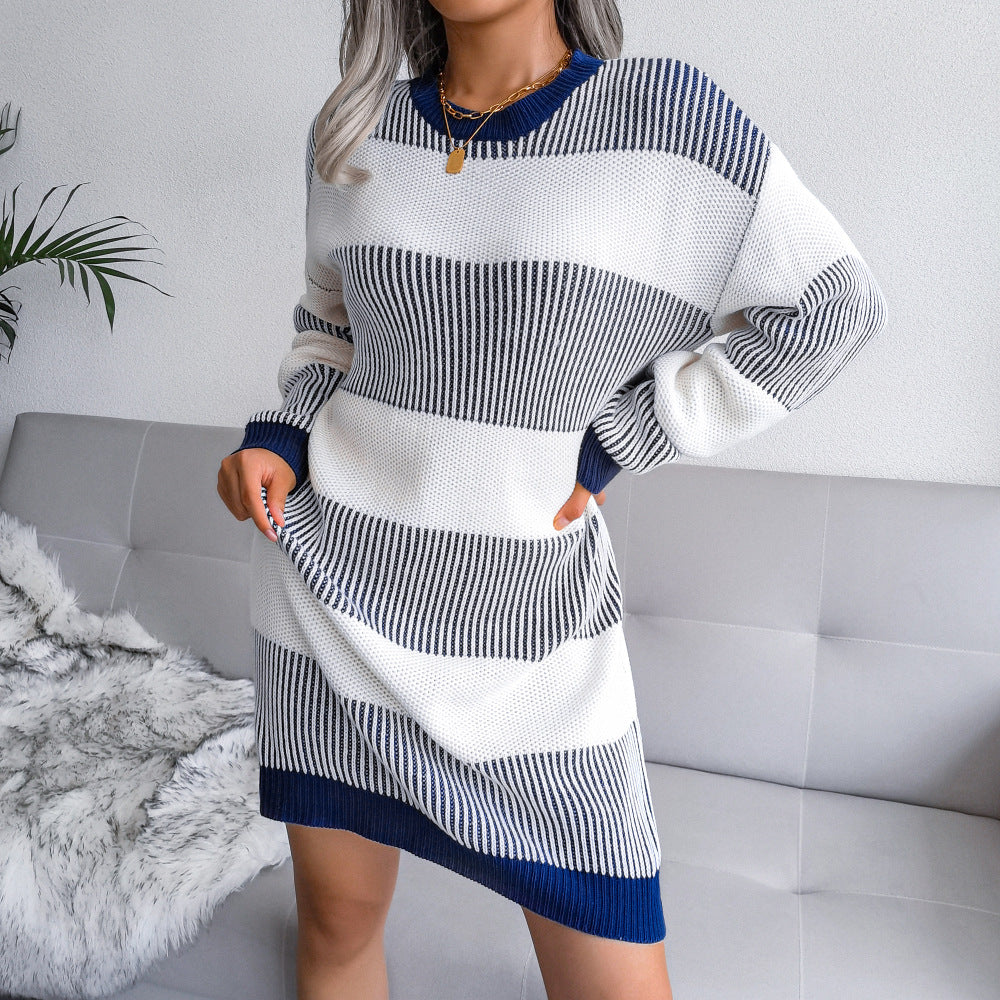 Levoire | Robe Sweat Une Robe En Tricot Confortable Avec Un Imprimé Élégant Bleu