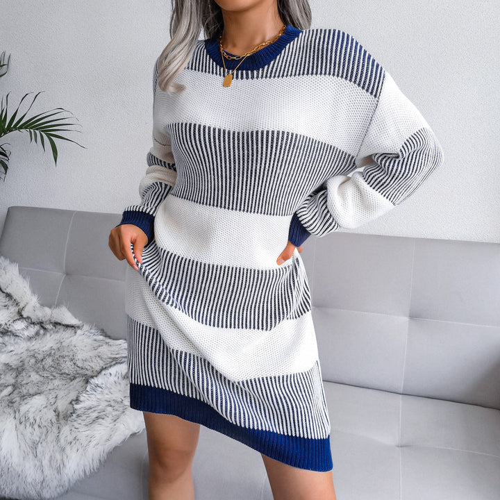 Levoire | Robe Sweat Une Robe En Tricot Confortable Avec Un Imprimé Élégant Bleu