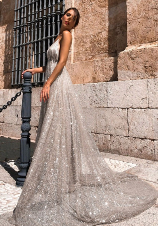Levoire | Robe Romantique Sans Manches Décorée De Paillettes En Maille