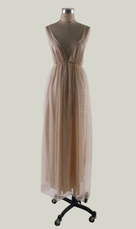 Levoire | Robe Romantique Sans Manches Décorée De Paillettes En Maille