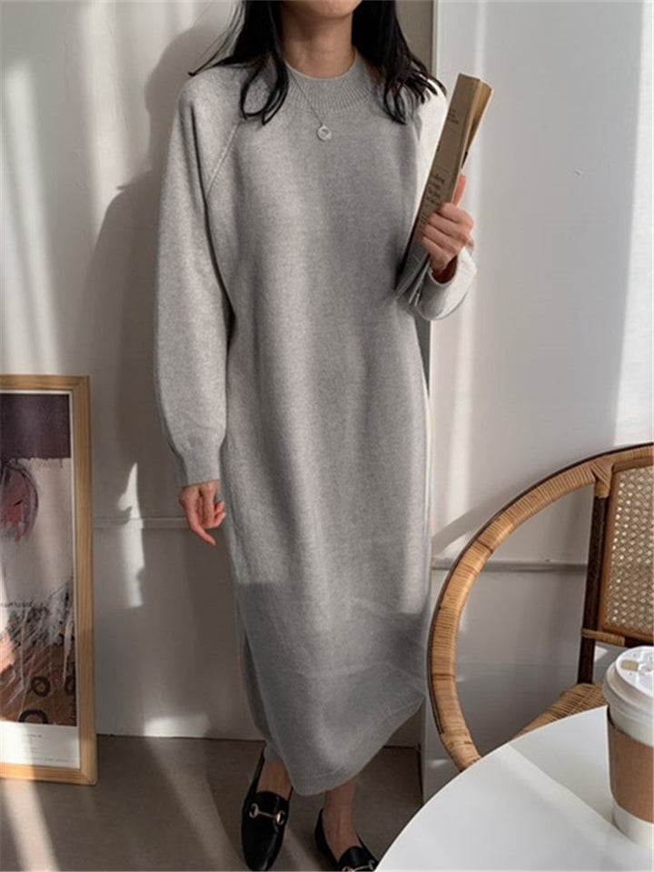 Levoire | Robe Midi Confortable Tricot Gris Une taille