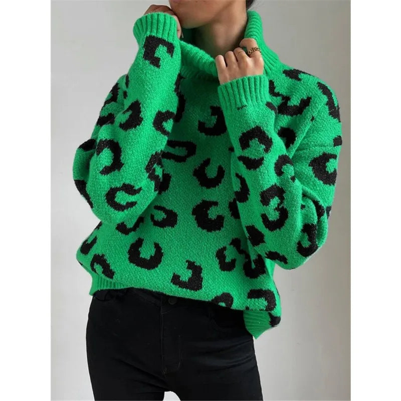 Levoire | Pull À Col Roulé Avec Motif Léopard