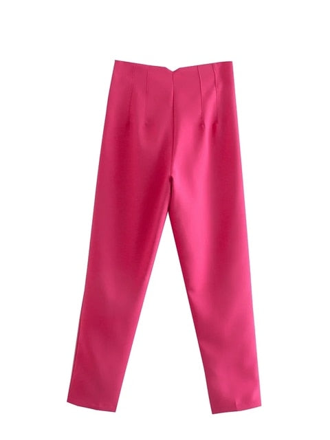 Levoire | Pantalon Élégant Taille Haute Rose foncé