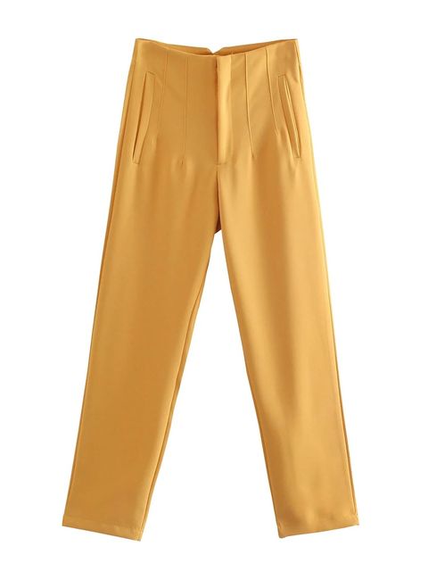 Levoire | Pantalon Élégant Taille Haute Jaune