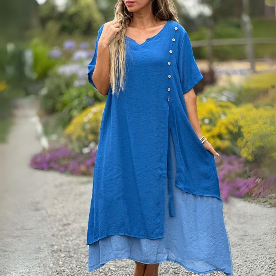 Levoire | Robe Confortable Avec Décolleté En V Bleu