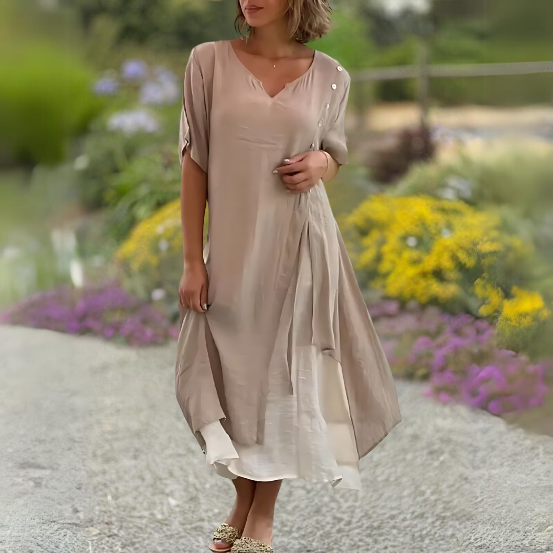 Levoire | Robe Confortable Avec Décolleté En V Beige