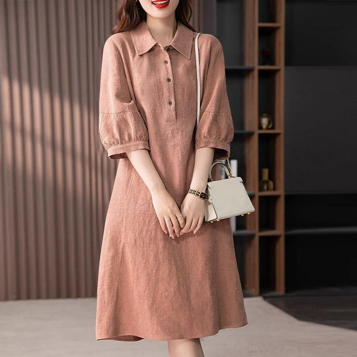 Levoire | Robe Midi Élégante Avec Fermeture À Boutons Rosa