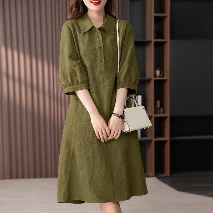 Levoire | Robe Midi Élégante Avec Fermeture À Boutons Vert