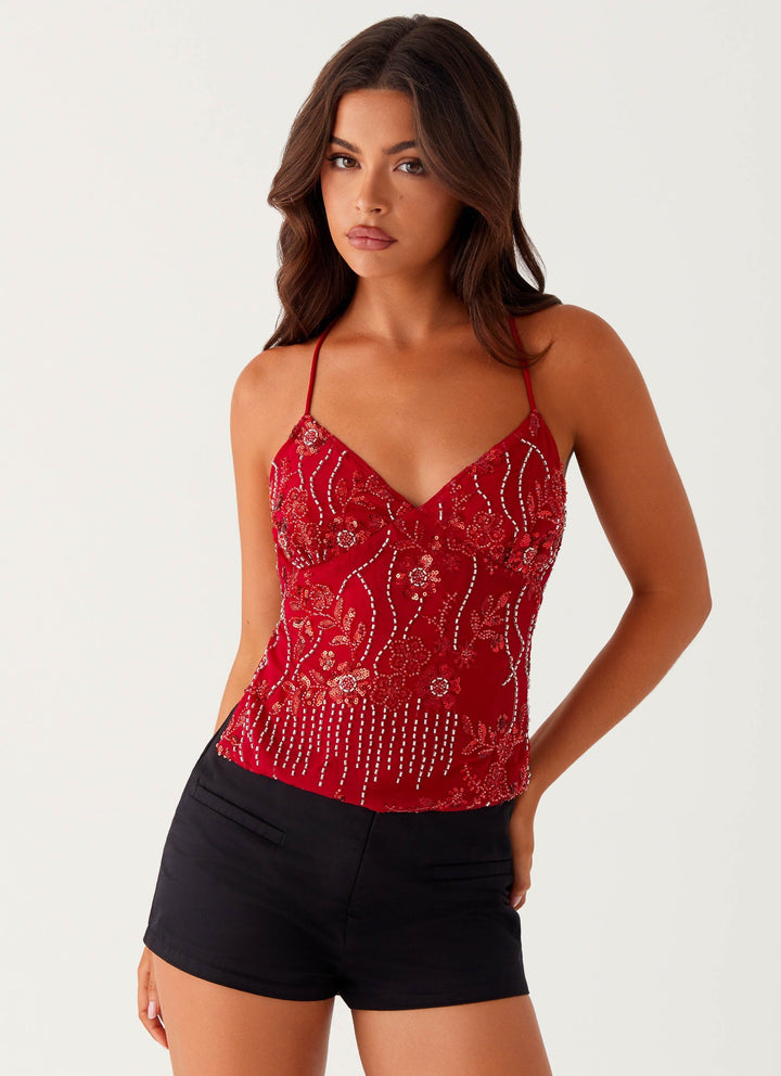 Levoire | Tincelant Top En Sequin Pour Loccasion Festive Rot