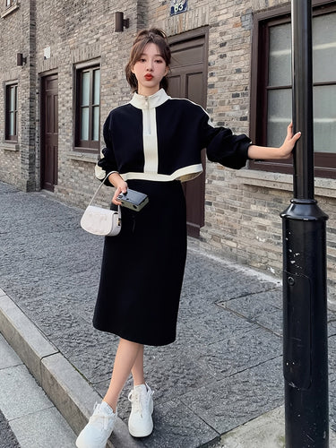Levoire | Robe Sweat Élégante À Blocs De Couleurs Avec Manches Longues