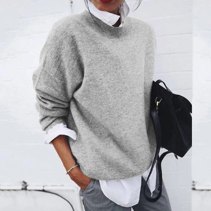 Levoire | Pull Col Rond Taille Plus Pull Tricot Femme Gris