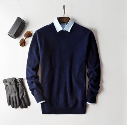 Levoire | Pull En Maille Chaud Pour Hommes Bleu foncé - Col en V