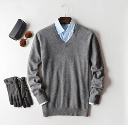 Levoire | Pull En Maille Chaud Pour Hommes Gris - Décolleté en V