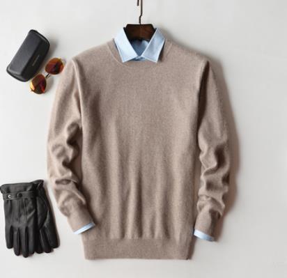 Levoire | Pull En Maille Chaud Pour Hommes Beige - Col rond