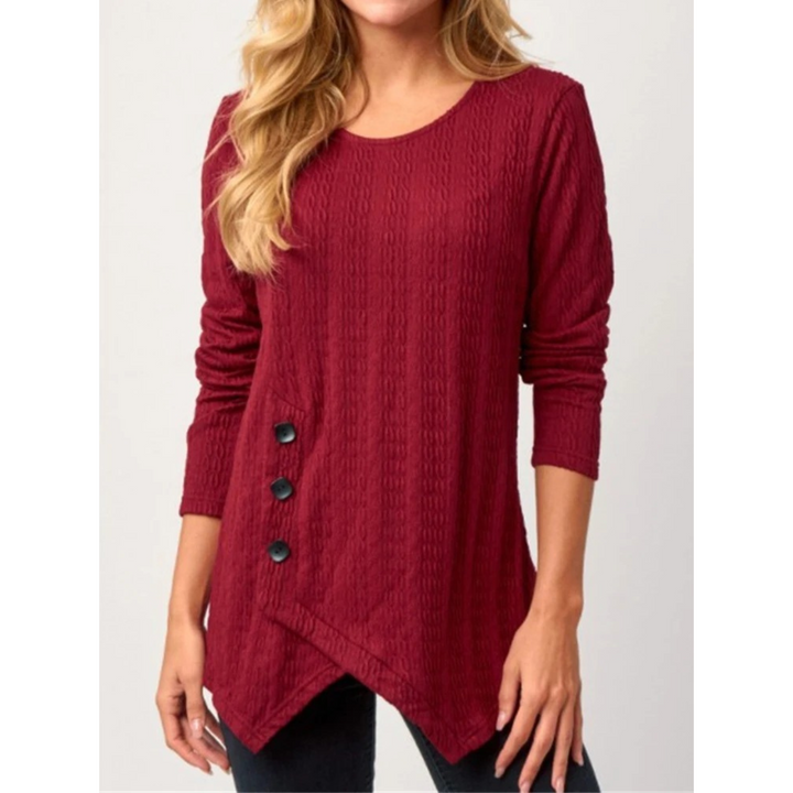 Levoire | Imprimé T-Shirt Doux Pour Femmes À Manches Longues Et Encolure Ronde Rot