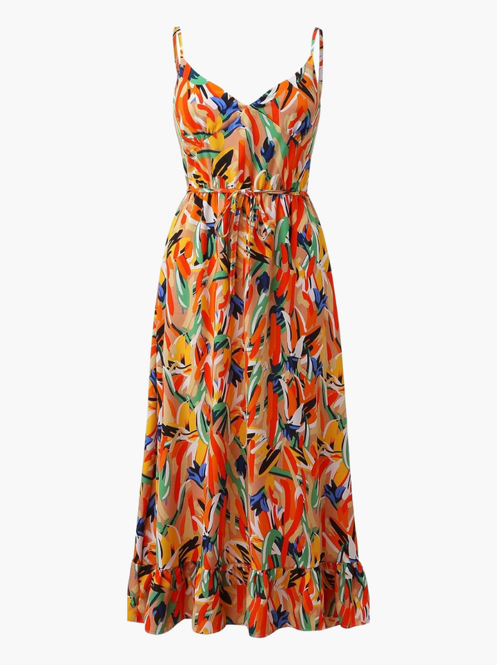 Levoire | Robe Midi Florale À Bretelles Spaghetti Pour Femmes