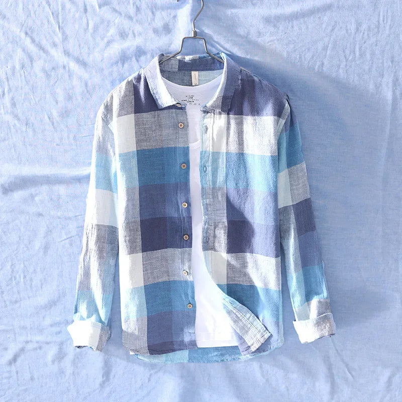 Levoire | Chemise À Carreaux Intemporel Hommes Bleu 2