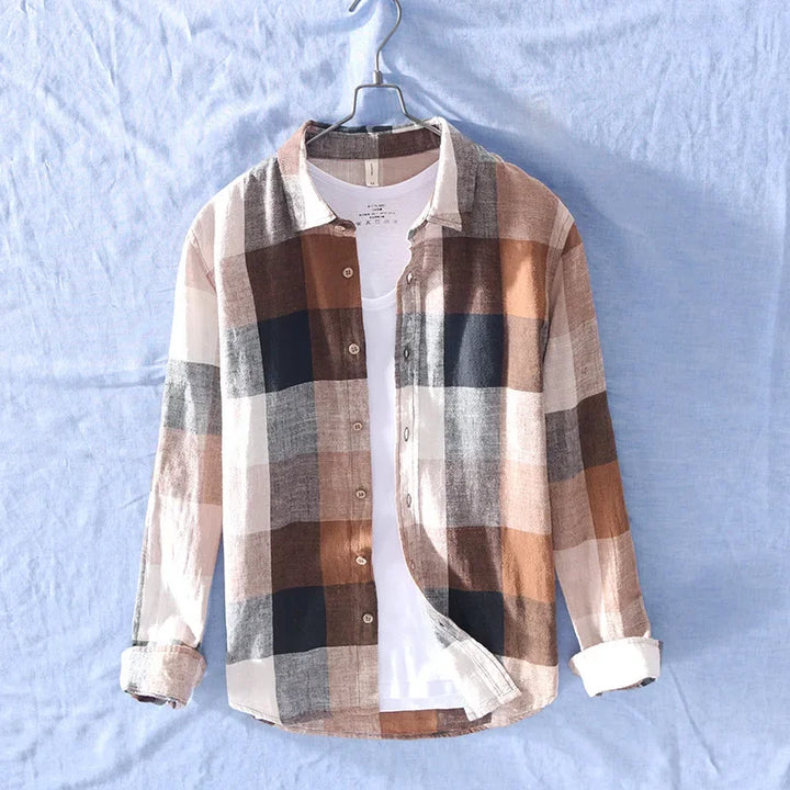 Levoire | Chemise À Carreaux Intemporel Hommes Bruin 2
