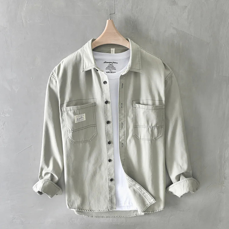 Levoire | Chemise En Denim Cargo Decontracte Hommes Gris