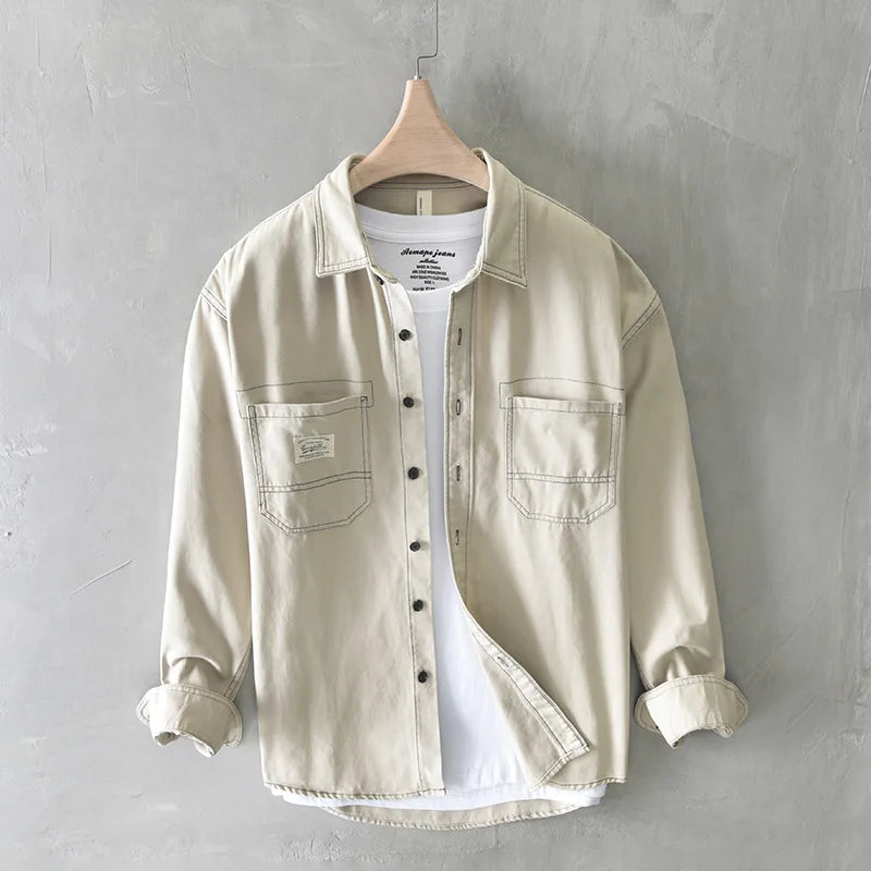 Levoire | Chemise En Denim Cargo Decontracte Hommes Khaki