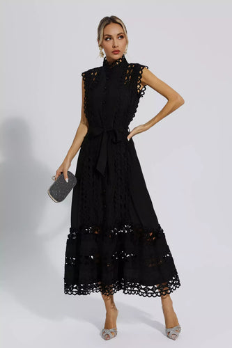 Levoire | Robe Maxi Noire Sans Manches À Décolleté Plongeant