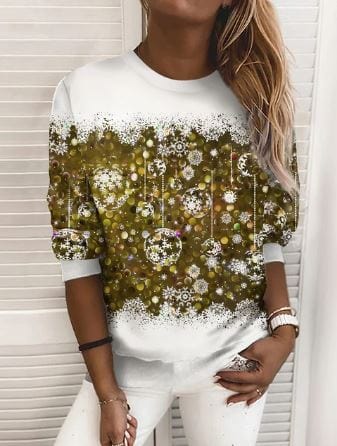 Levoire | Sweatshirt Brillant À Manches Longues Vêtements Pour Femmes Or blanc