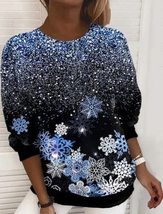 Levoire | Sweatshirt Brillant À Manches Longues Vêtements Pour Femmes Brillant bleu