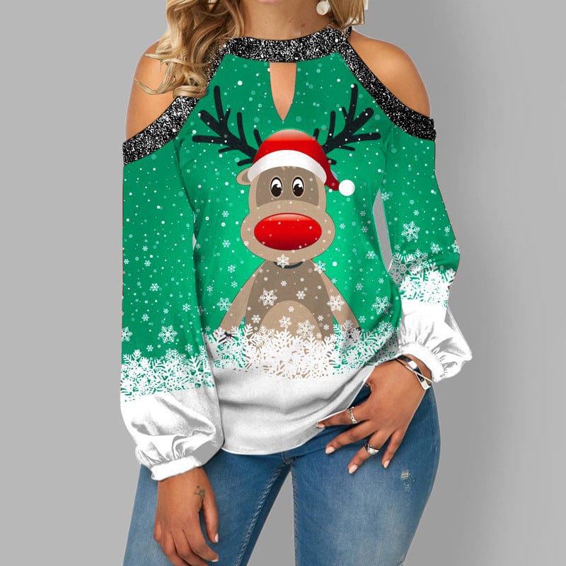 Levoire | Femme Longues Manches Off Shoulder Rudolf Blouse Vert