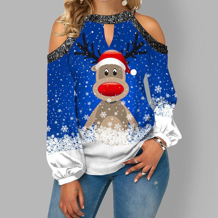 Levoire | Femme Longues Manches Off Shoulder Rudolf Blouse Bleu