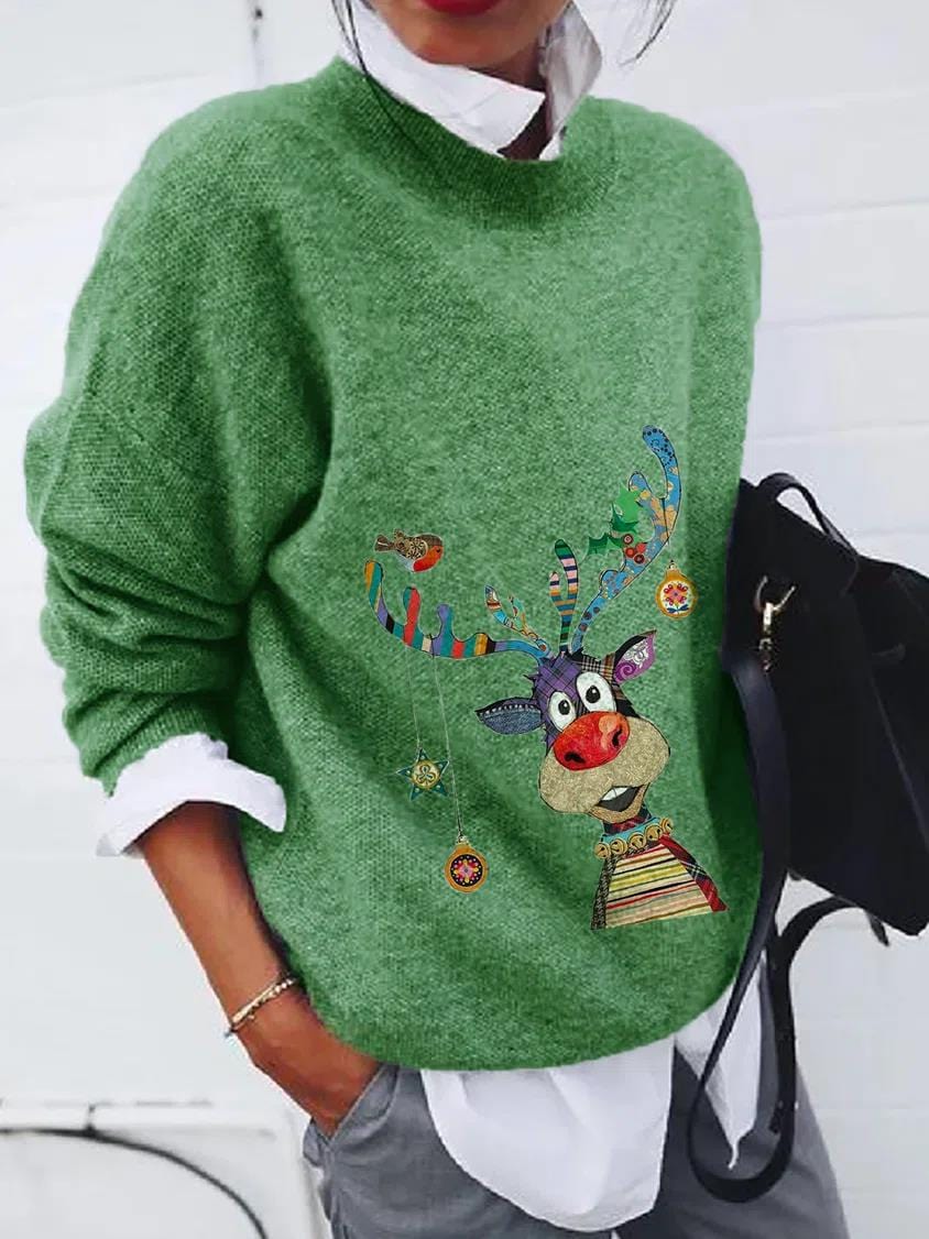 Levoire | Femme Loose Fit Vert Tricot Rudolf Pull