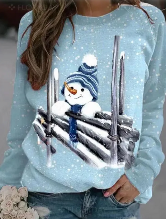 Levoire | Bonhomme De Neige Locker Sweatshirts Drôles Pulls Pour Femmes Bleu
