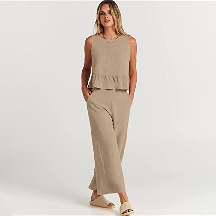 Levoire | Ensemble Deux Pièces Accessoire Sans Manches Pour L'Été Beige