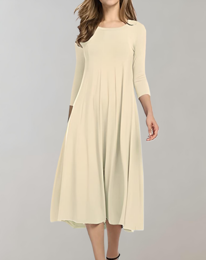 Levoire | Robe D'Été Swing Sans Bretelles Robe Ample Plissée Beige