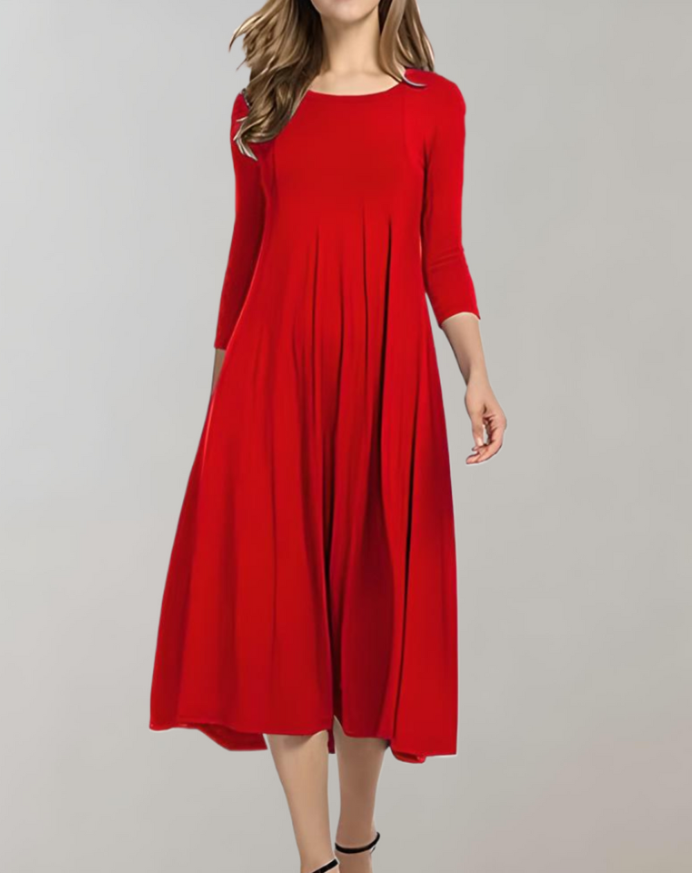 Levoire | Robe D'Été Swing Sans Bretelles Robe Ample Plissée Rot