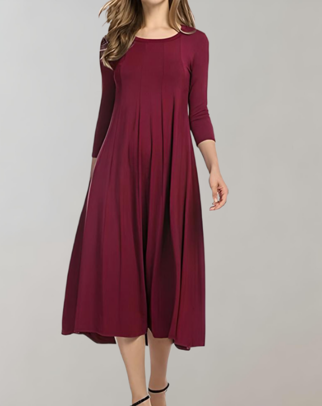 Levoire | Robe D'Été Swing Sans Bretelles Robe Ample Plissée Vin rouge