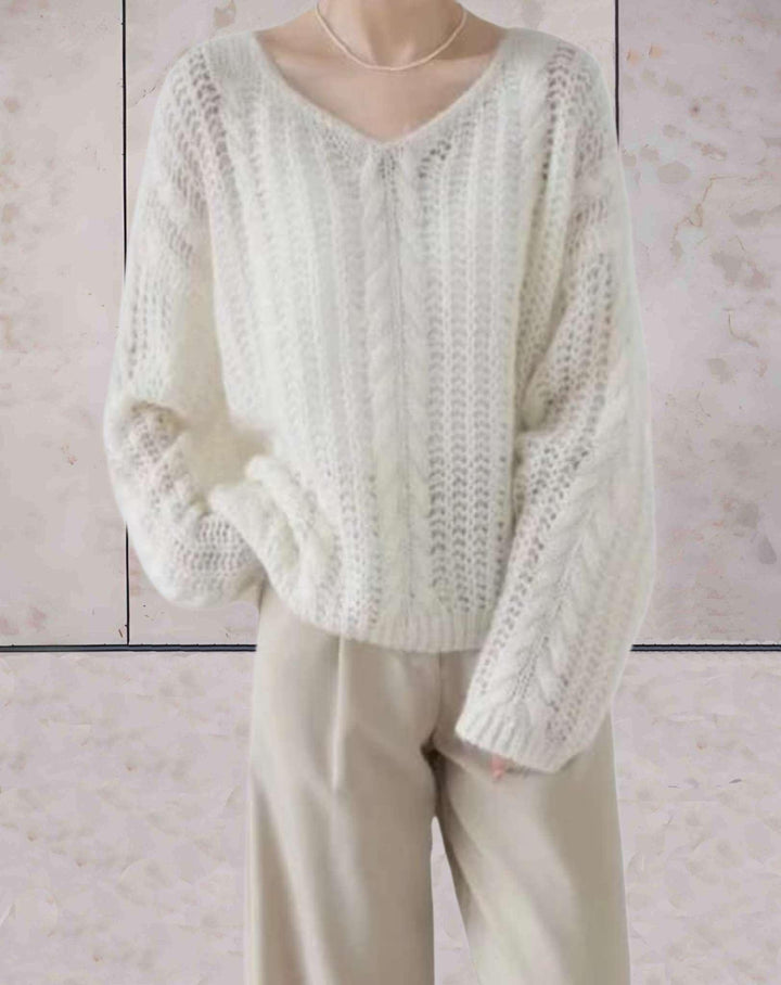 Levoire | Pull Surdimensionné En Tricot Avec Décolleté En V Blanc