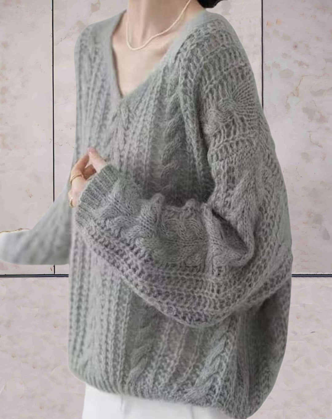 Levoire | Pull Surdimensionné En Tricot Avec Décolleté En V Gris