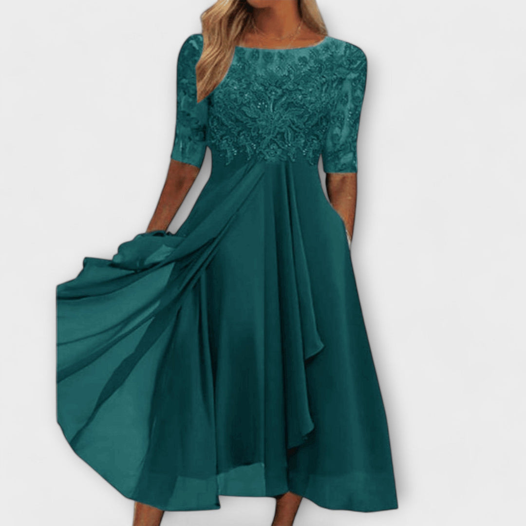 Levoire | Robe En Chiffon Élégante Pour Femmes Bleu-vert