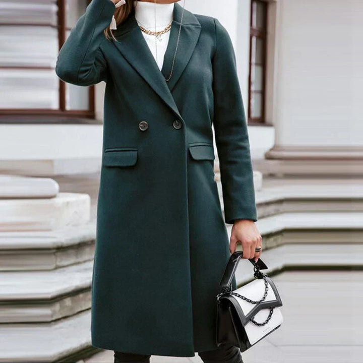 Levoire | Manteau D'Automne Élégant Avec Boutons Pour Femmes Vert foncé