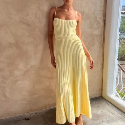Levoire | Robe Midi Élégante En Tricot Jaune