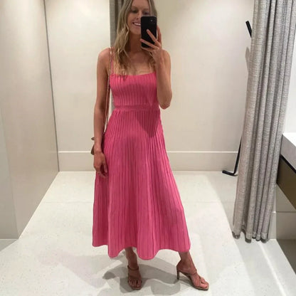 Levoire | Robe Midi Élégante En Tricot Rosa