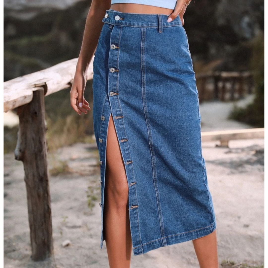 Levoire | Design Jupe Longue Bleue En Jean Bleu