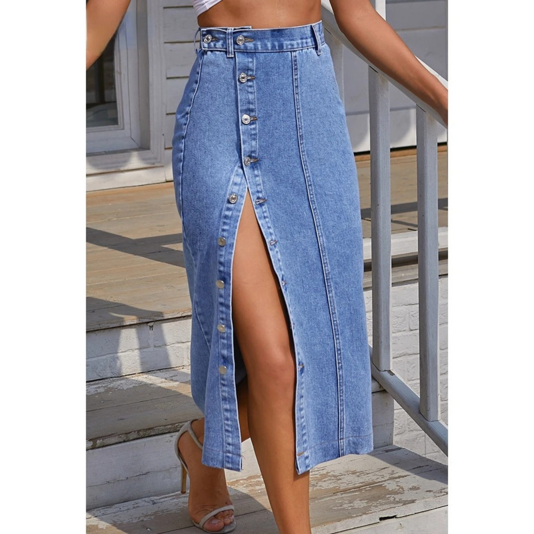 Levoire | Design Jupe Longue Bleue En Jean Bleu clair