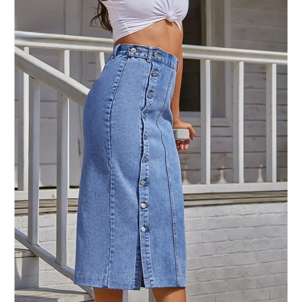 Levoire | Design Jupe Longue Bleue En Jean