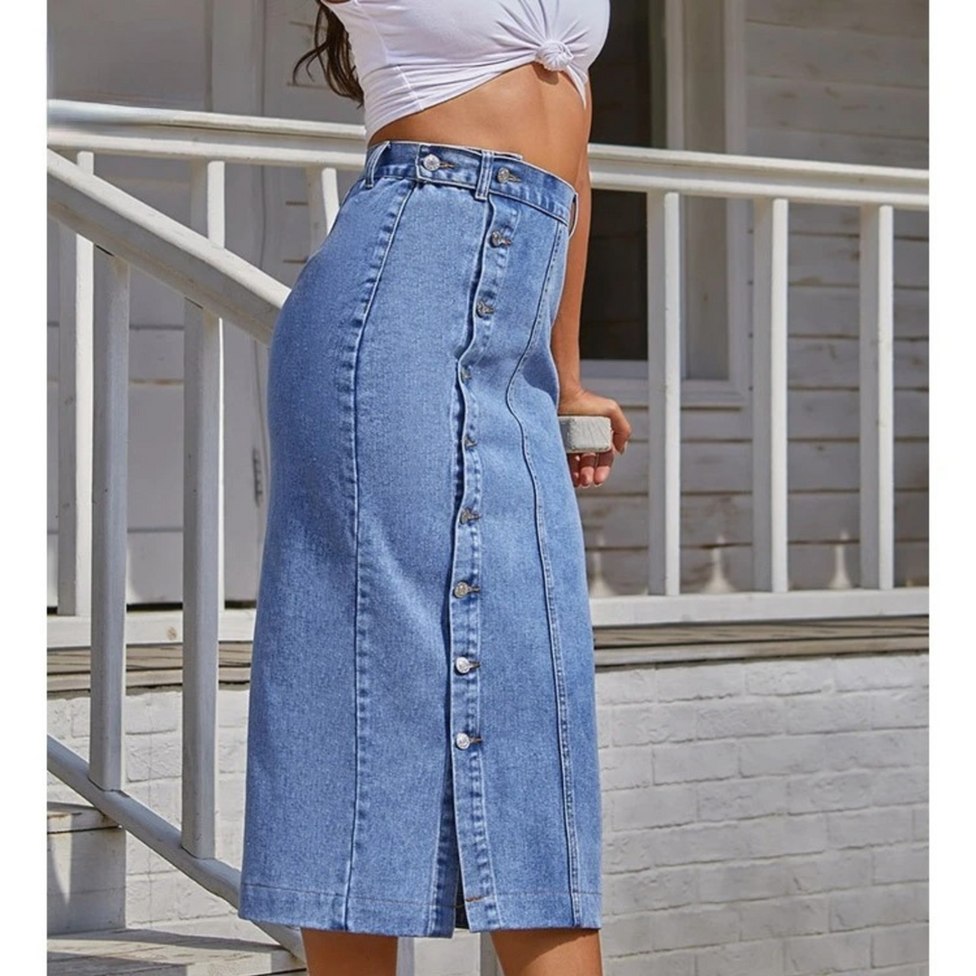 Levoire | Design Jupe Longue Bleue En Jean