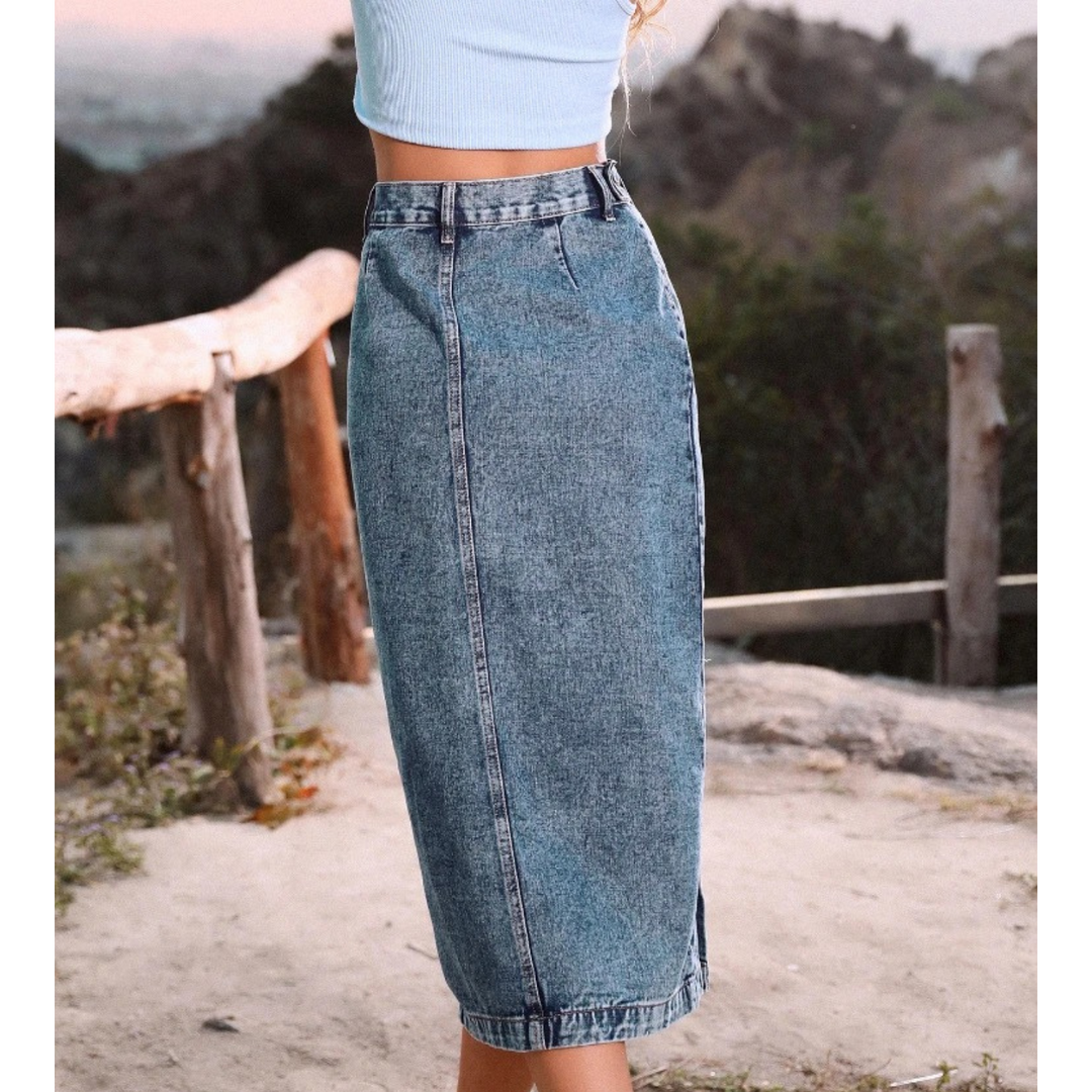 Levoire | Design Jupe Longue Bleue En Jean