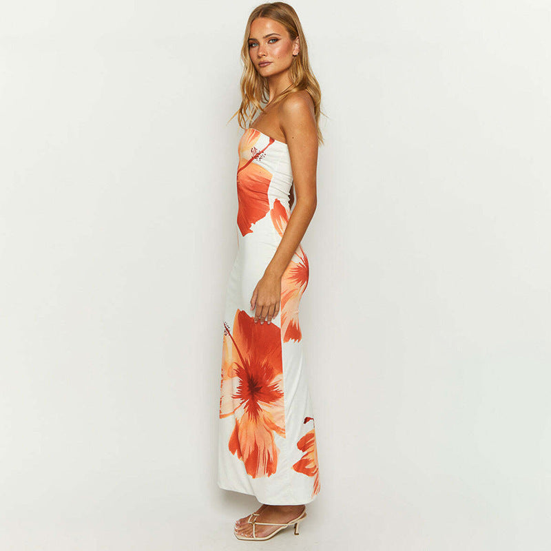 Levoire | Sans Bretelles Robe Maxi À Fleurs Robe Bodycon