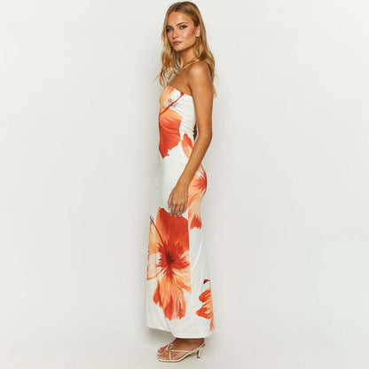 Levoire | Sans Bretelles Robe Maxi À Fleurs Robe Bodycon
